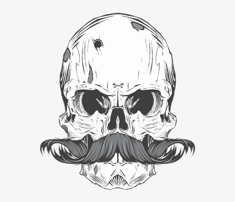 Tattoo Bearded Skull Calavera Finger Moustache - Tattoo Skull Moustache, transparent png