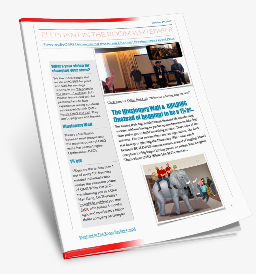 Your 3-page "elephant In The Room" Webinar Whitepaper - Flyer, transparent png