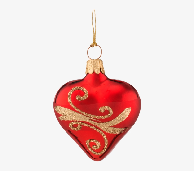 Heart-shaped Ornament With Goldglitter - Heart Christmas Ornament Png, transparent png