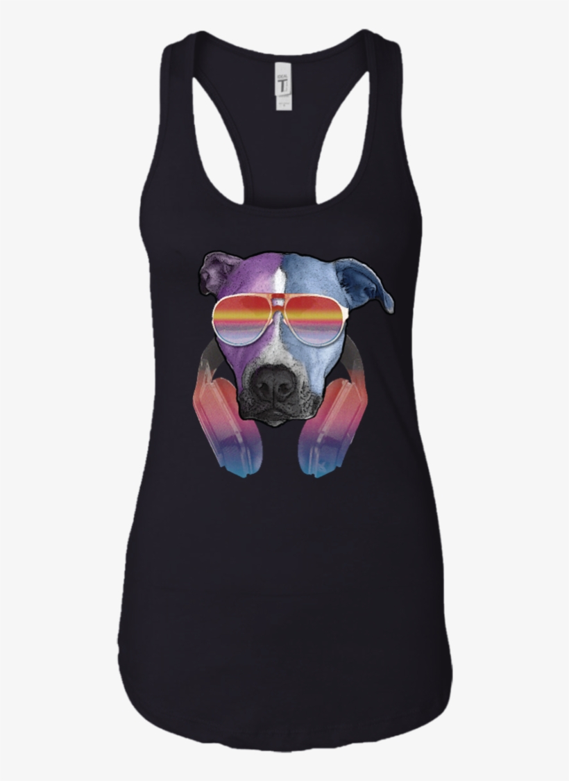Retro Pitbull Dog With Sunglasses Headphones Women's - Shirt, transparent png