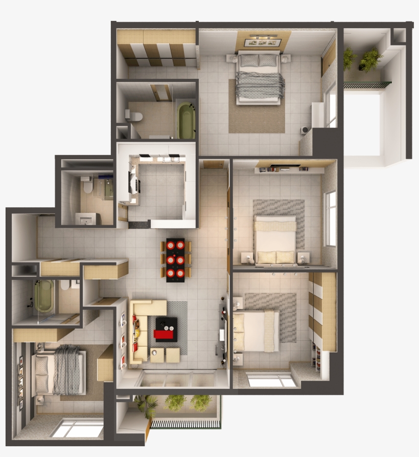 3d Model Detailed House Interior 2 3d Model - 3d Model Interior Apartment, transparent png