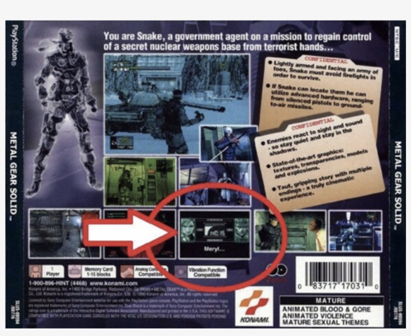 Meryl's Frequency On The Metal Gear Solid 1 Cd Back - Metal Gear Solid Cd Case, transparent png
