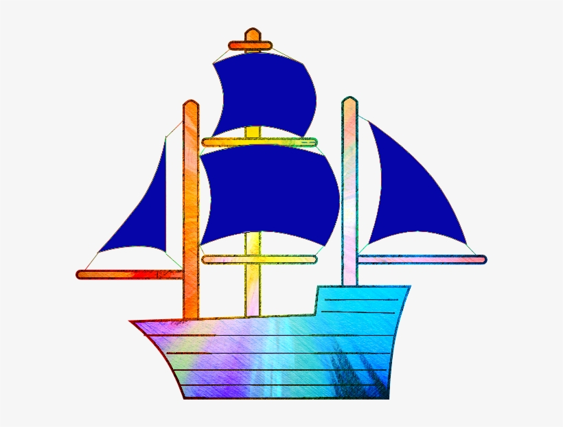 Rainbow Sailing Ship Image - Clip Art, transparent png