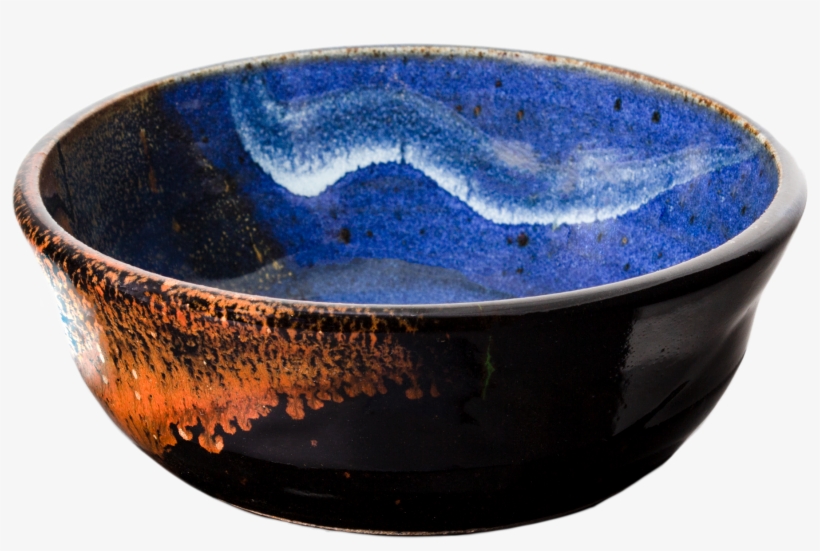 Cereal Bowl Handmade Pottery Cobalt Blue & Brown 3/4 - Ceramic, transparent png