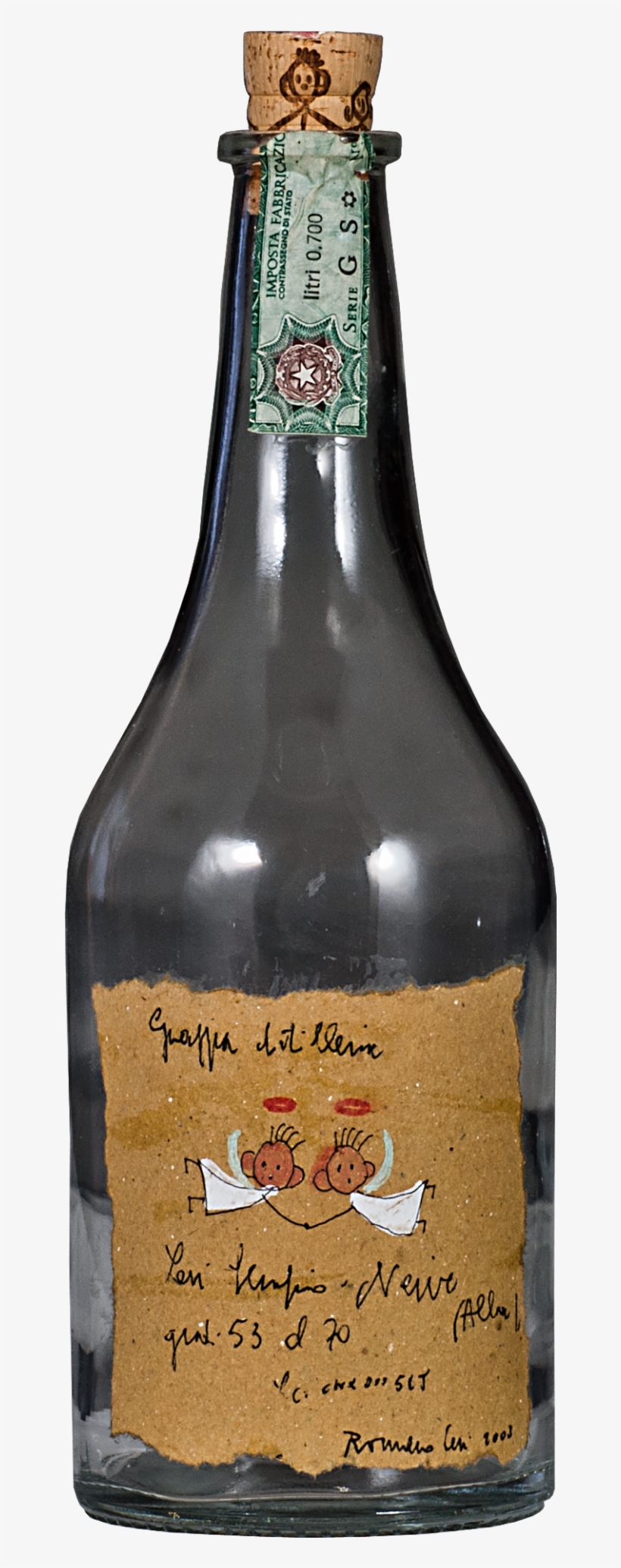 Grappa Romano Levi Empty Bottle For Collection - Glass Bottle, transparent png