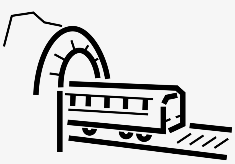 Vector Illustration Of Mountain Tunnel With Rail Transport - Mountain Train Tunnel Clipart, transparent png