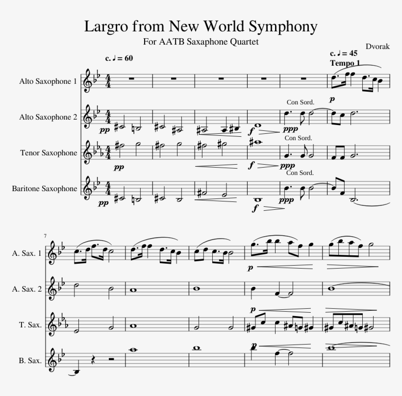 9 Largo For Aatb Saxaphone Quartet - Bruckner Christus Factus Est Pdf, transparent png