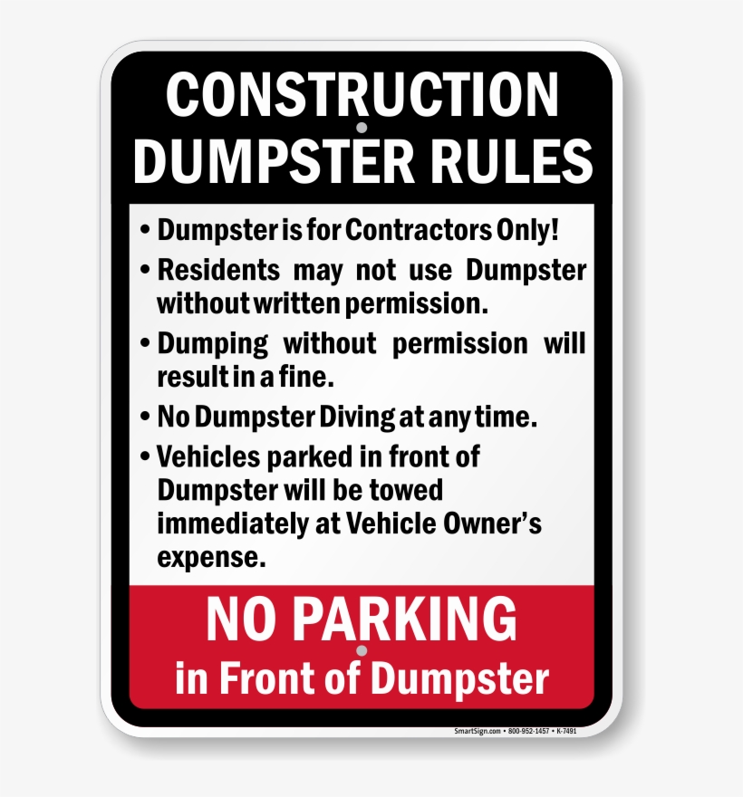 Dumpster Rules Sign - Construction Dumpster Rules, transparent png