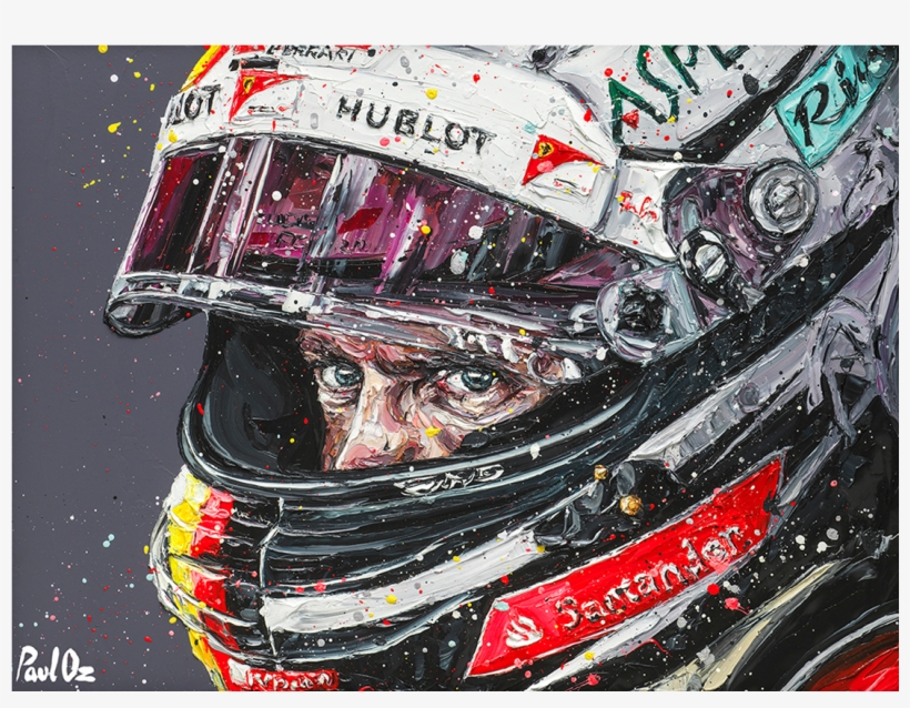 Paul Oz Sebastian Vettel Hand Embellished Canvas - Artist, transparent png
