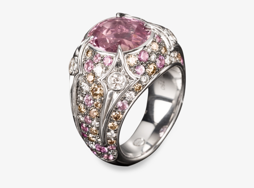 Mystique Ring By Lohri In 18k White Gold With Pink - Engagement Ring, transparent png