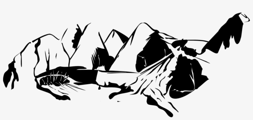 Mountains With Waterfall - Clip Art Black And White Mountain, transparent png