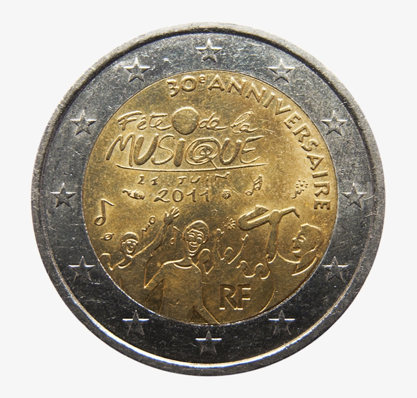Piece 2 Euros Commemorative 2011 France - Moneta 2 Euro Repubblica Italiana, transparent png