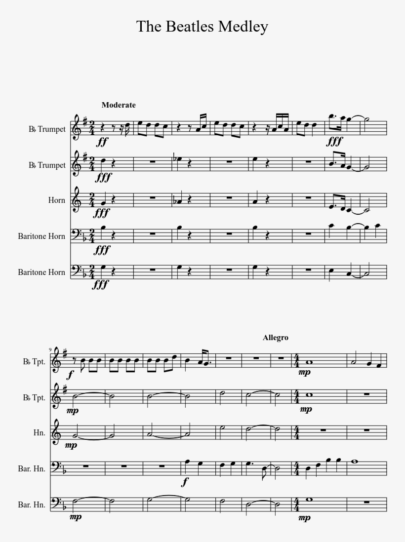 The Beatles Medley Sheet Music 1 Of 11 Pages - Gettysburg Theme Sheet Music, transparent png