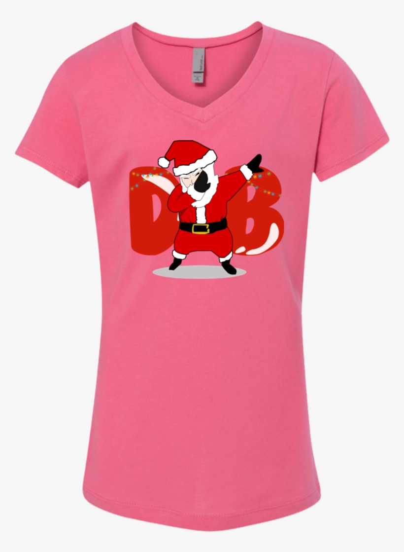 Amusing Dabbing Santa Girls' Princess V Neck T Shirt - Cartoon, transparent png