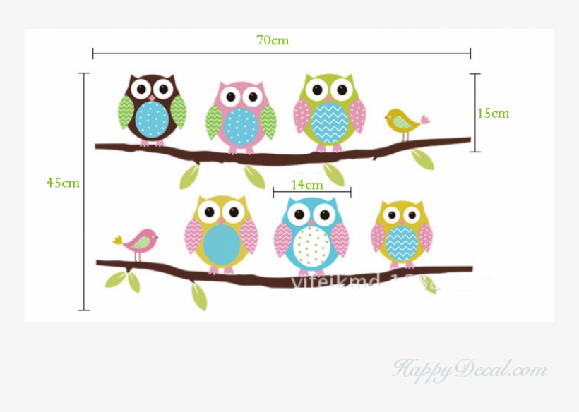 Cute Owl Wall Sticker Tree Stickers With Owls Wall - Cute Owl Border, transparent png