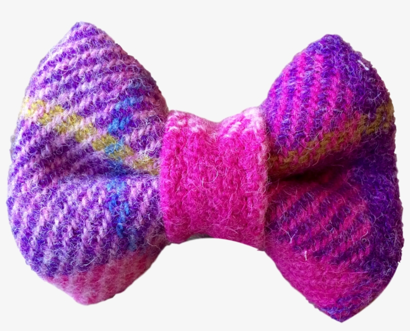 Pink & Purple Check Harris Tweed Doggy Bow Tie - Wool, transparent png