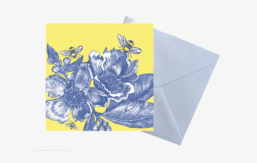 Greeting Card And Envelop Flower And Bee Karen Mead - Rose, transparent png