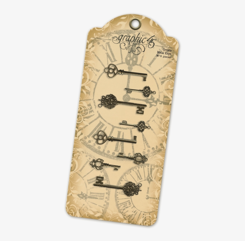 Graphic 45 Shabby Chic Ornate Metal Keys, transparent png