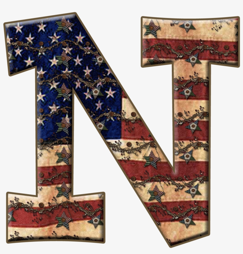 Alphabet With The Usa Flag In Metal - N Alphabet Stylish Flag, transparent png