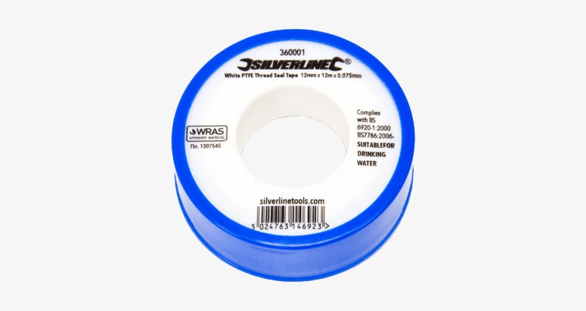 Silverline White Ptfe Tape 12mm X 12m Product 1253661 - Label, transparent png