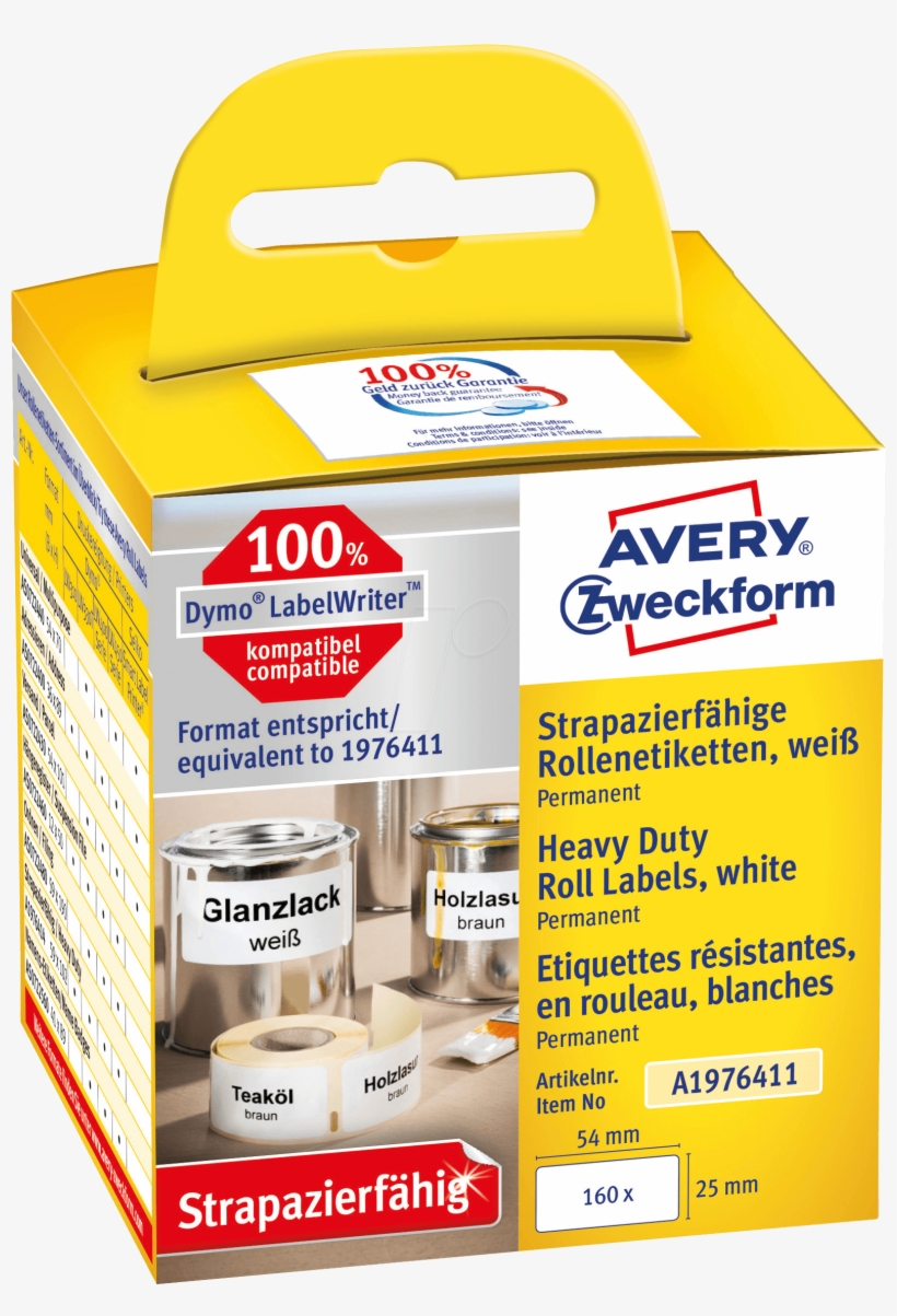 Roll Label A1976411, 25x54mm, White Avery Zweckform - Label, transparent png