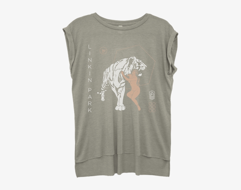 Lady Tiger Rolled Cuff Tee - Sweatshirt, transparent png