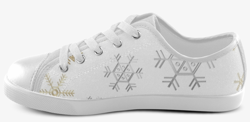 Silver And Gold Snowflakes On A White Background Canvas - Skate Shoe, transparent png