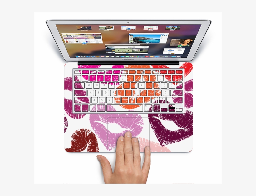 The Vector Puckered Color Lip Prints Skin Set For The - Macbook Air Silver Keyboard, transparent png