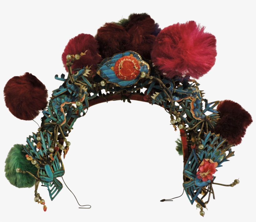 Antique Chinese Tiara Style Kingfisher Headdress From - Rose, transparent png