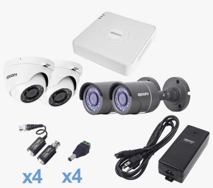 Kit De 2 Camaras Bullet 2 Camaras Domo Hd Disco Duro - Kit 4 Camaras Turbo Hd Epcom, transparent png