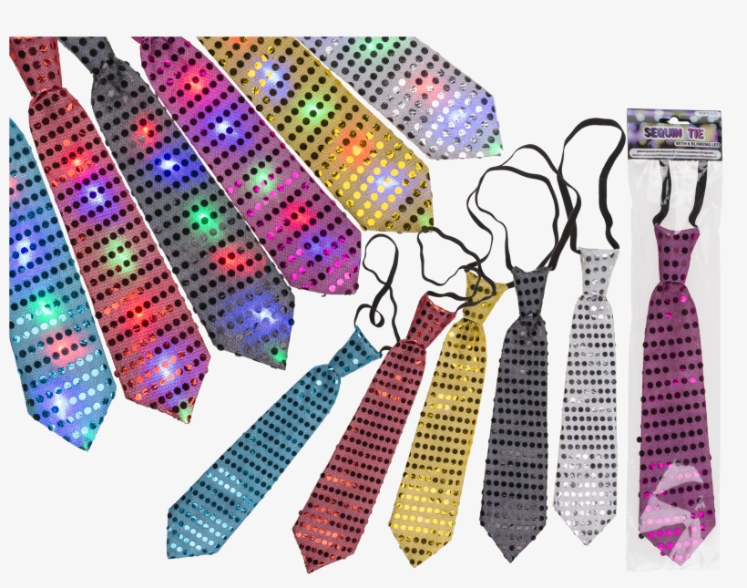 Corbata Con Lentejuelas Y 6 Led Parpadeantes 100% Poliéster - Graphic Design, transparent png