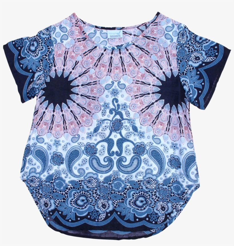 White Mandala Womens Cotton Shirt Bohemian Island - Blouse, transparent png