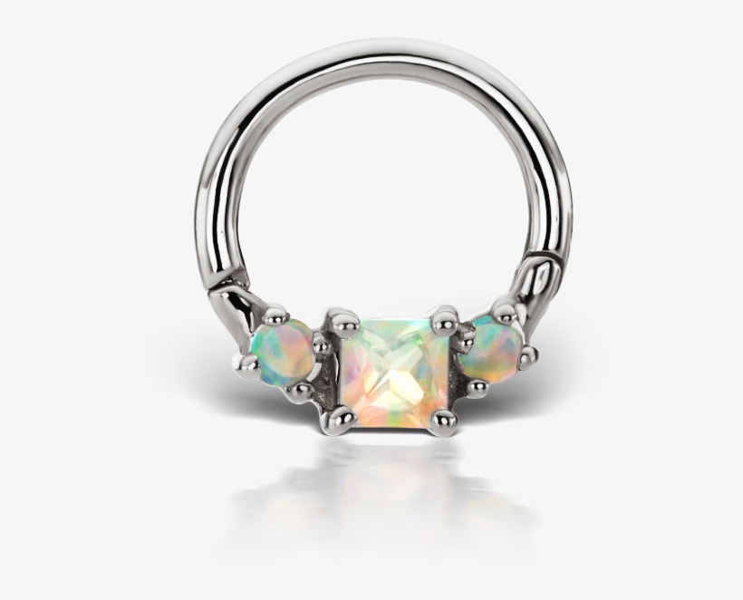 Opal And Titanium Horizontal Princess Ring - Body Piercing, transparent png