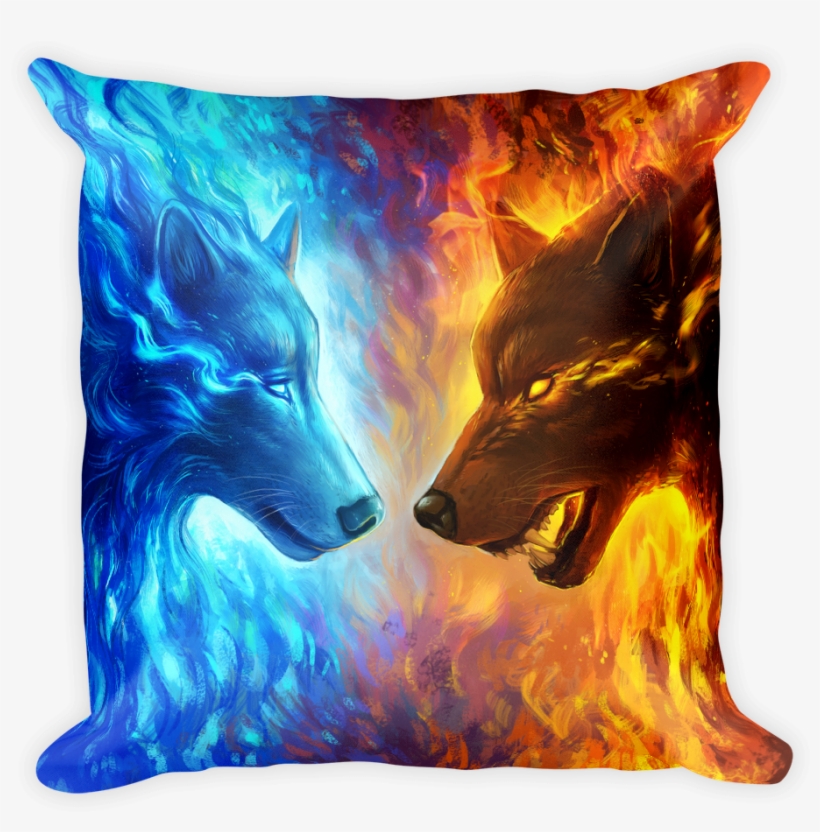 Fire And Ice Square Pillow - Ice Wolf, transparent png