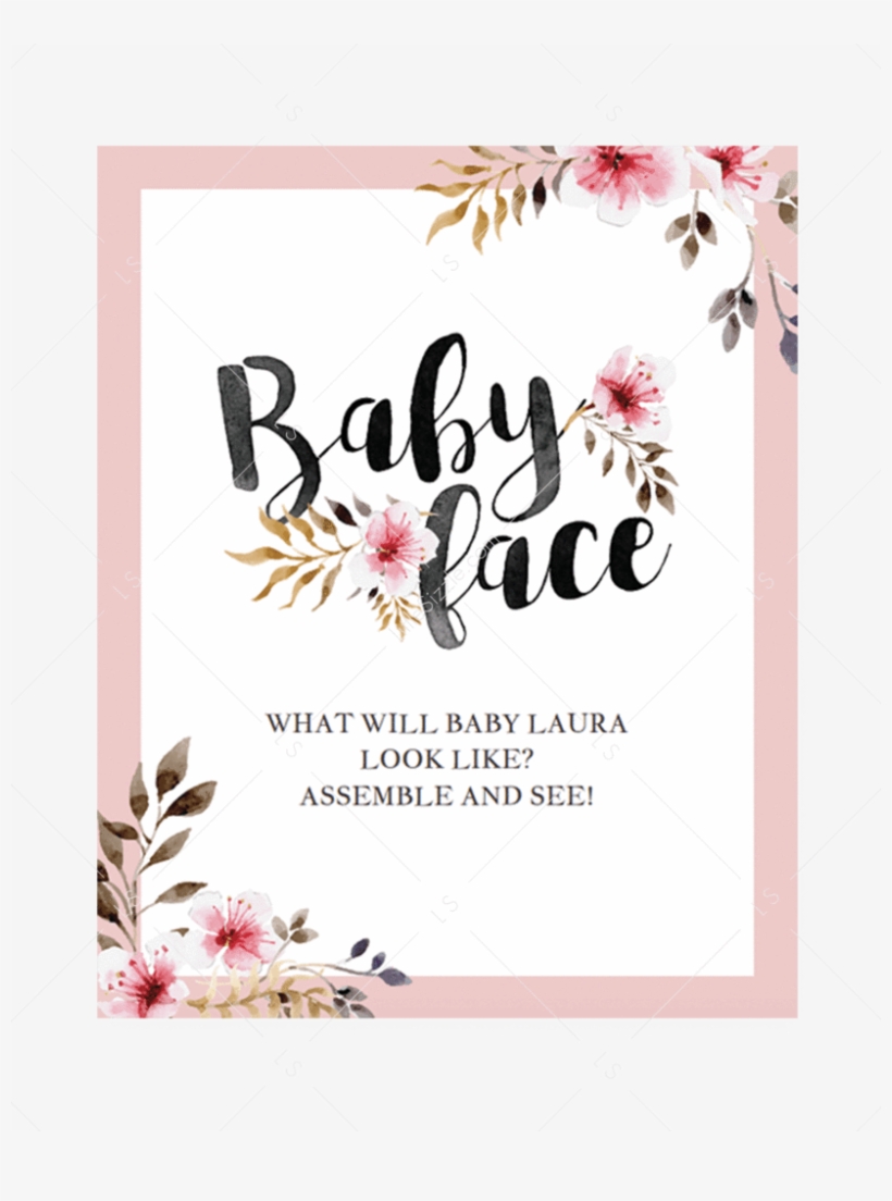 Floral Baby Shower Games Baby Face Printable Table - Garden Roses, transparent png