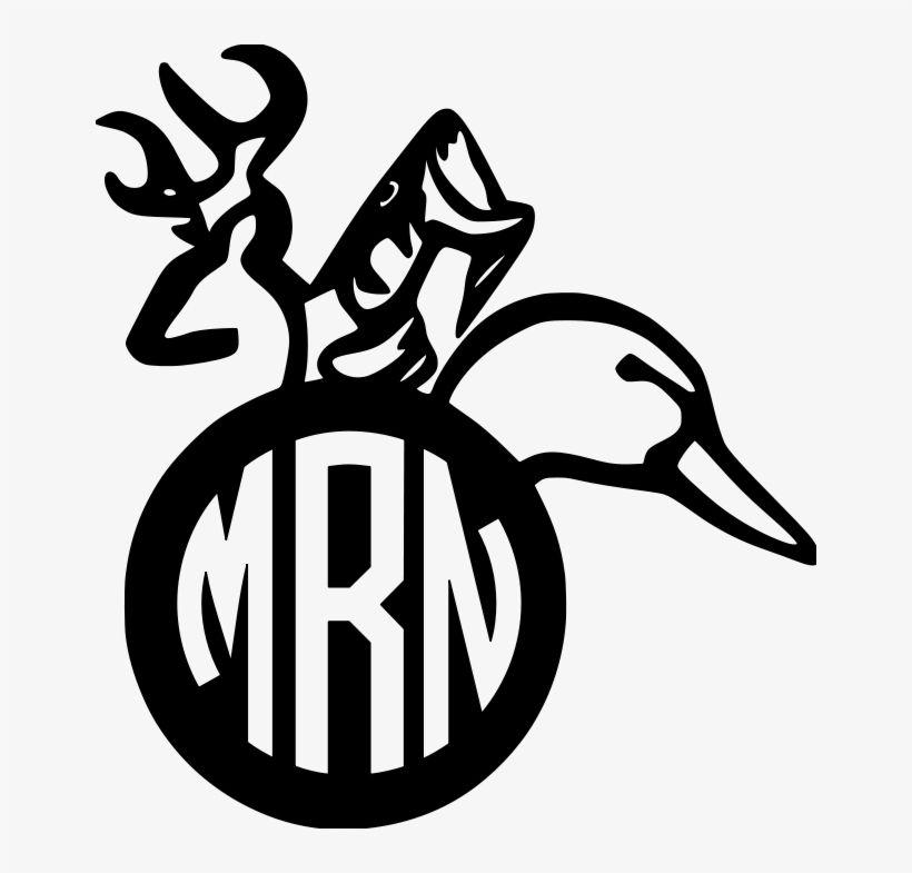 Fish Clipart Monogram - Duck Fish Deer Decals, transparent png