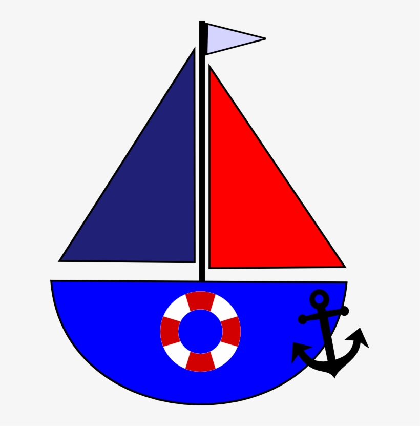 Sailboat, Anchor And Life Preserver - Sailboat And Anchor Clipart, transparent png