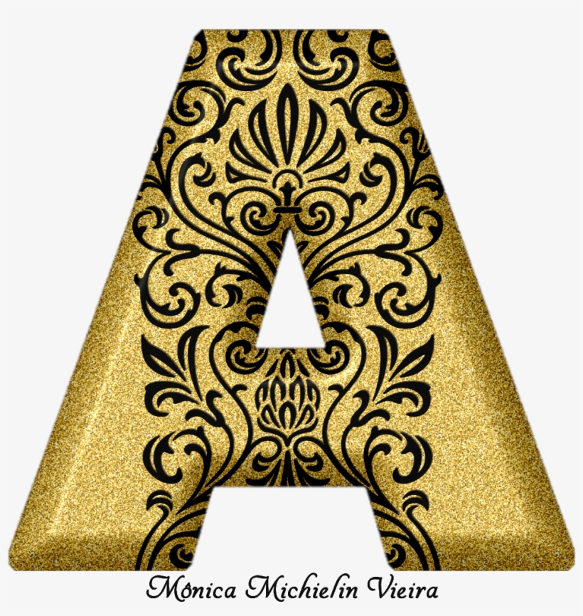 Alfabeto Glitter Dourado Com Ornamentos Png, Glitter - Portable Network Graphics, transparent png