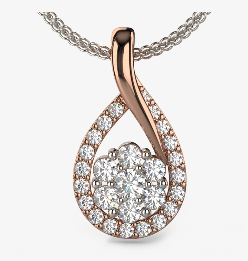 Tear Drop Diamond Pendant Necklace In 9kt Or 18kt Gold - Pendant, transparent png