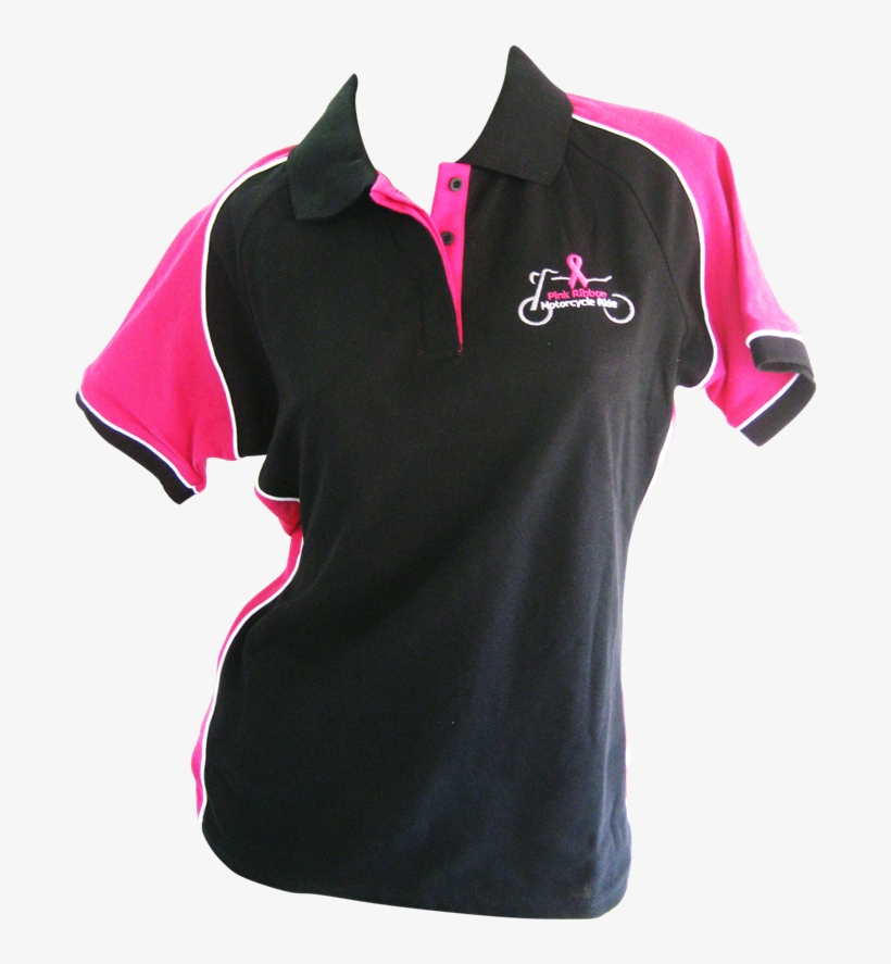 *new Ladies Black/pink Polo - Polo Shirt Black Pink, transparent png