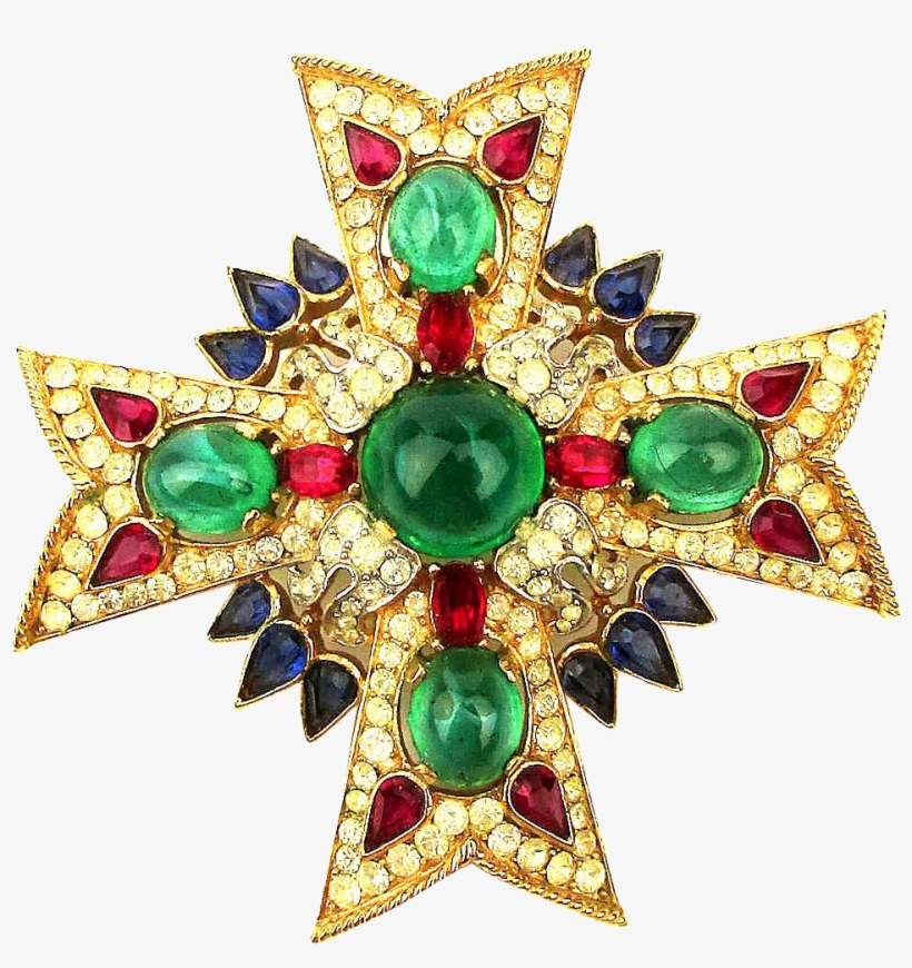 Crown Trifari ~jewels Of India~ Maltese Cross Pin Brooch - Vadodara Urban Development Authority Logo, transparent png