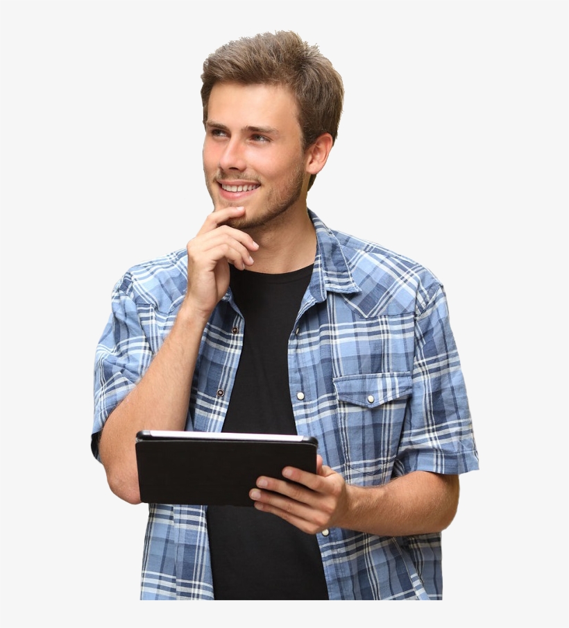 Personpleasantly Distracted Man Thinking - Hand Thinking, transparent png