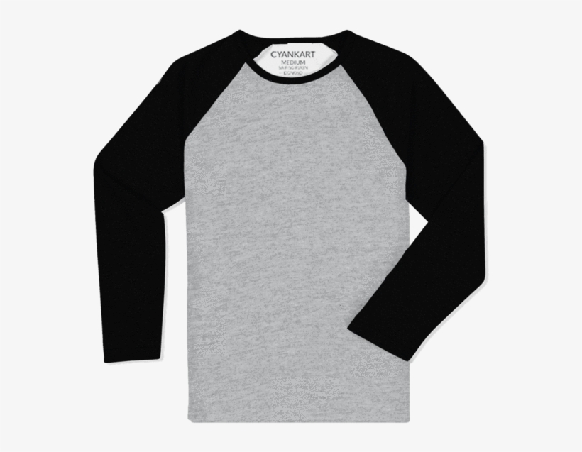 Black And Grey Full Sleeves Raglan T-shirt - Black And Grey Raglan, transparent png