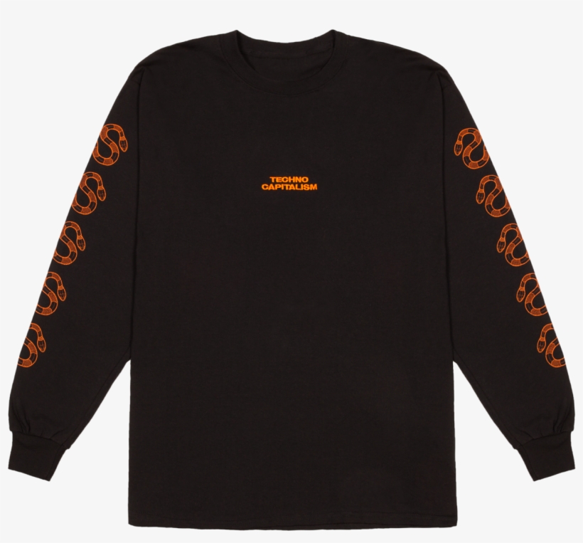 Long Sleeved Black T Shirt Black Orange Printed - Black And Orange T Shirt, transparent png