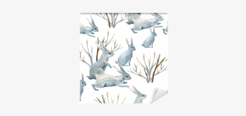 Watercolor Seamless Pattern Wall Mural • Pixers® • - Bunny Seamless Pattern, transparent png