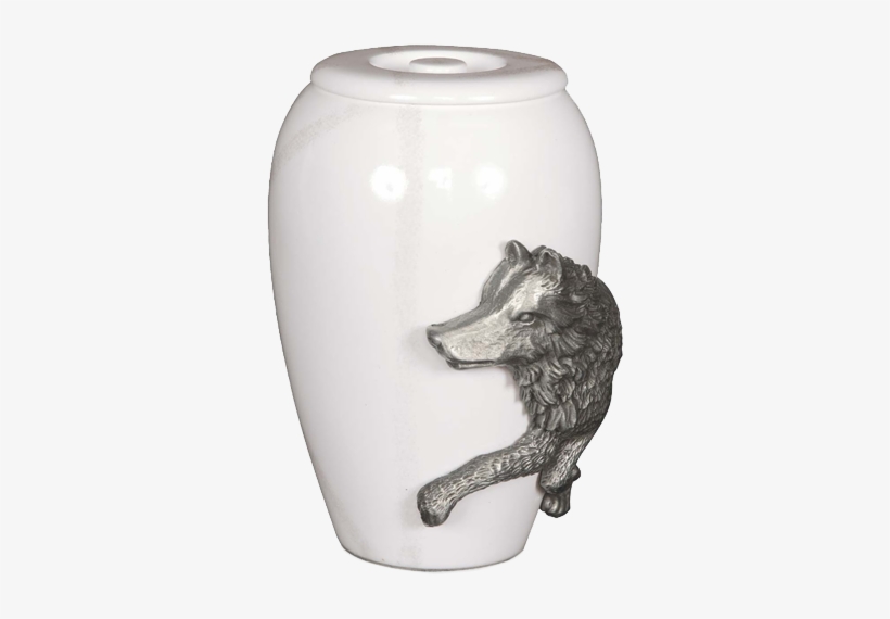 Side View Of Urn With Detail Of Wolf's Face - Wolf, transparent png