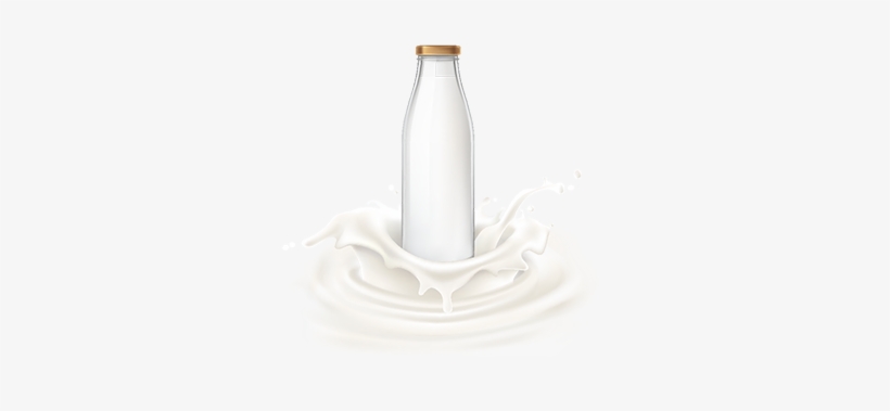 Vector Illustration Bottle Full Of Milk, Glass, Fresh, - Milk, transparent png