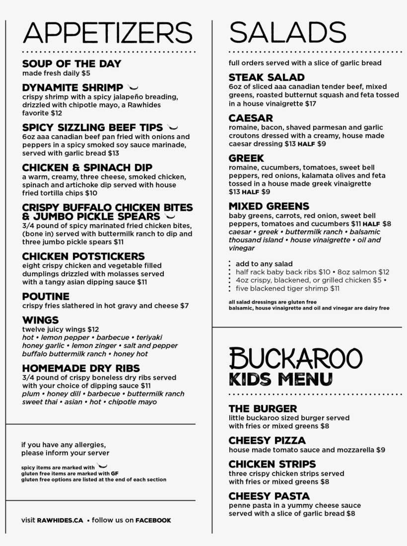 Rwhds 99 Menu Update March 2017 Png - Rawhides In Stenen, transparent png