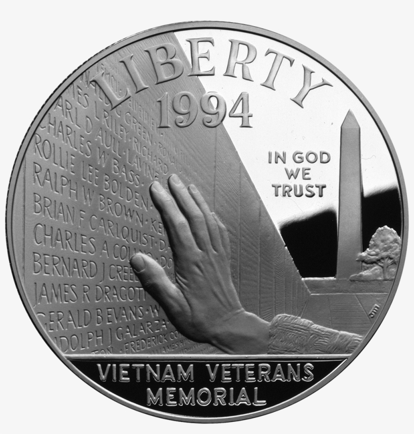1994 Vietnam Veterans War Memorial Commemorative Silver - 1994 Vietnam Veterans Memorial Silver Proof, transparent png