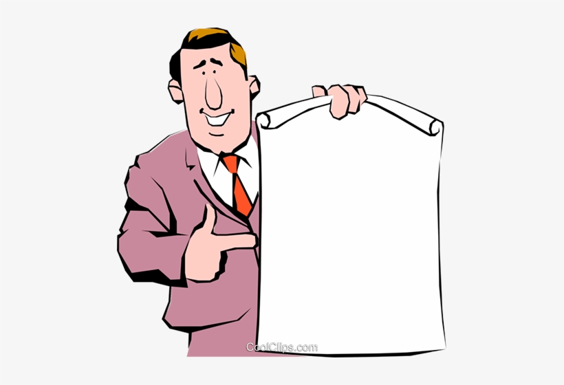 Cartoon Man With Announcement Royalty Free Vector Clip Announcement